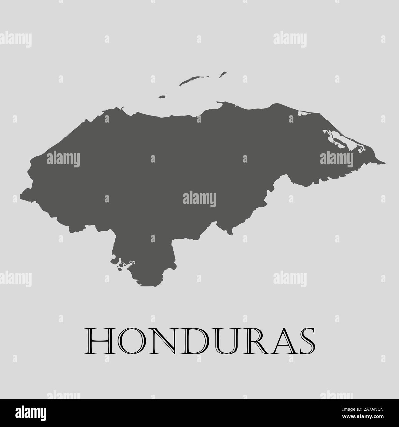 Gray Honduras map on light grey background. Gray Honduras map - vector illustration. Stock Vector
