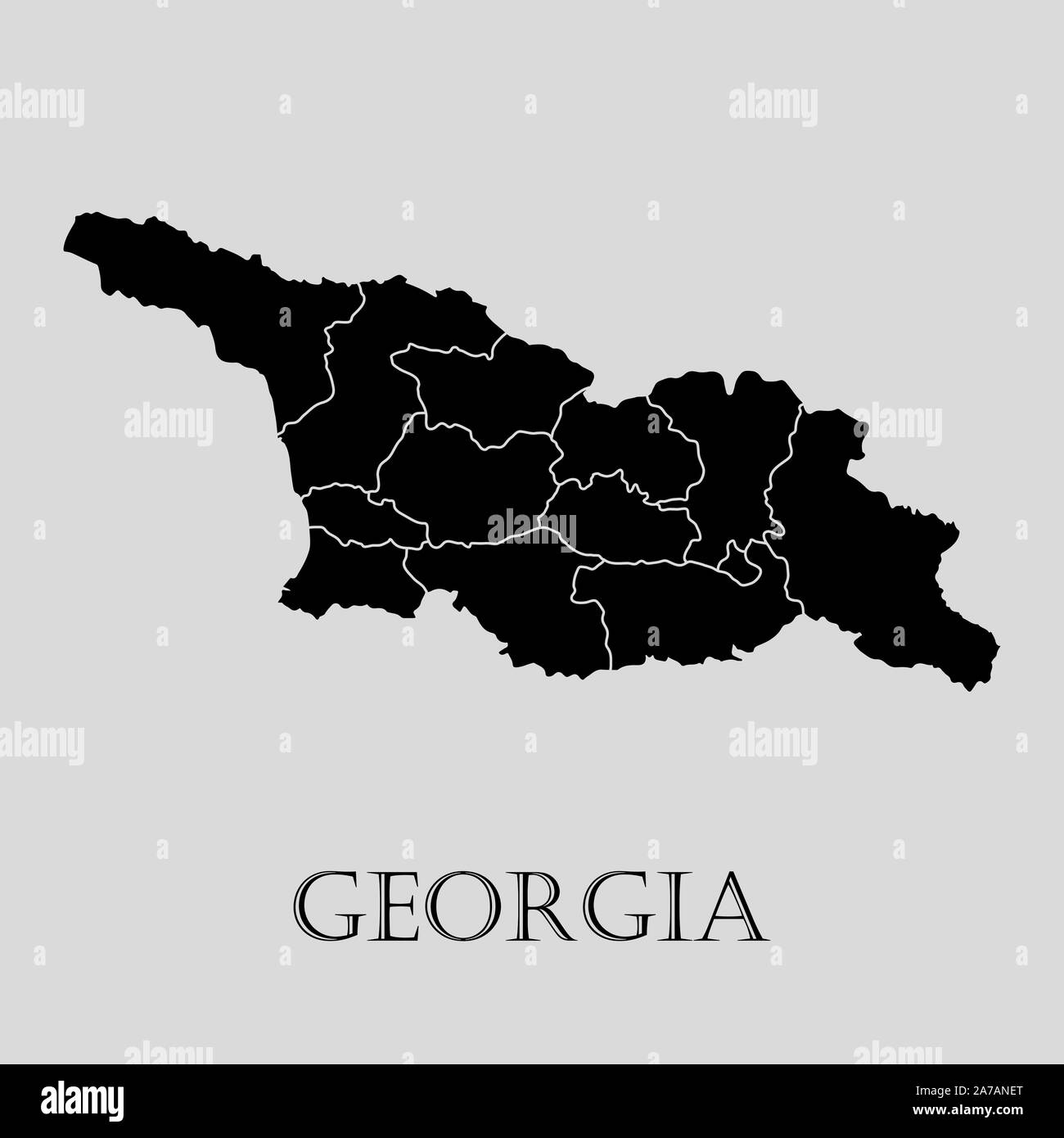 Black Georgia map on light grey background. Black Georgia map - vector ...