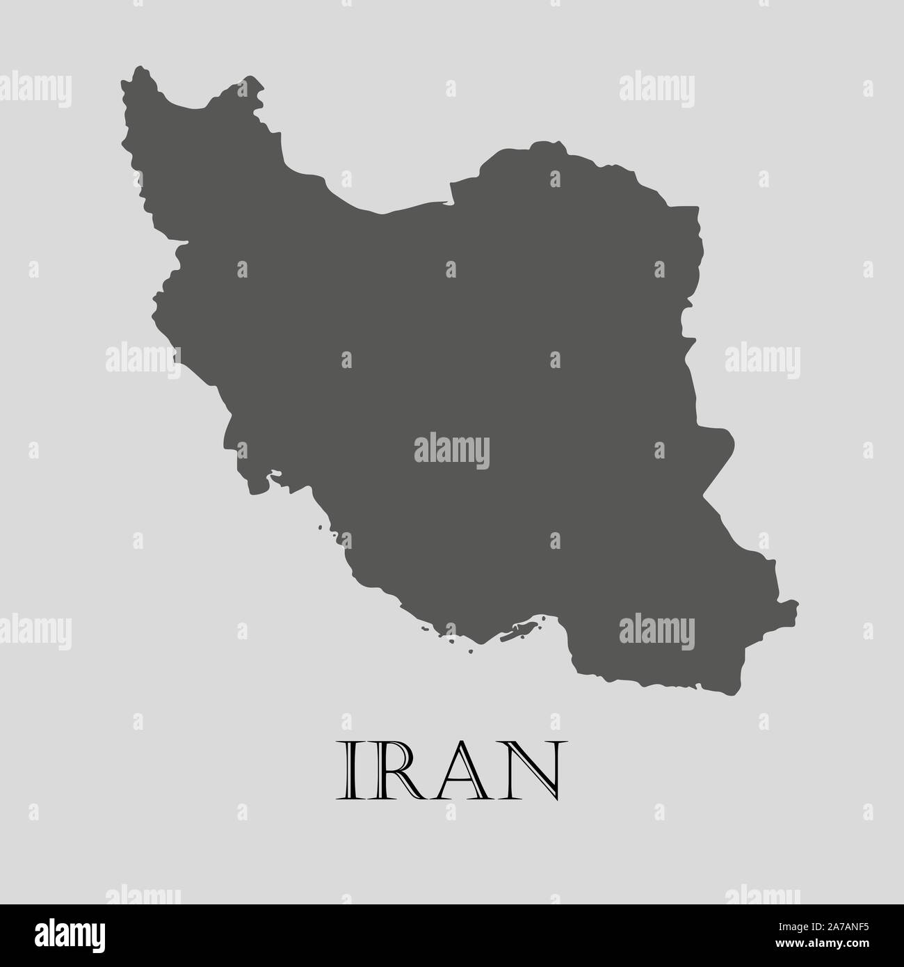 Gray Iran map on light grey background. Gray Iran map - vector illustration. Stock Vector