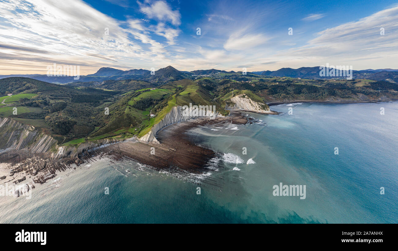 Basque Lighthouse Santa Catalina lighthouse in Lekeitio, Basque country - drone aerial ...