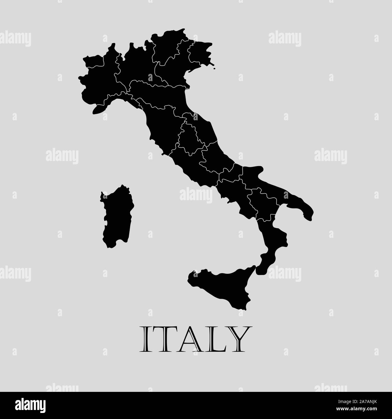 Black Italy map on light grey background. Black Italy map - vector illustration. Stock Vector
