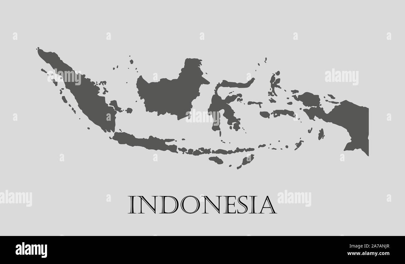 Gray Indonesia map on light grey background. Gray Indonesia map