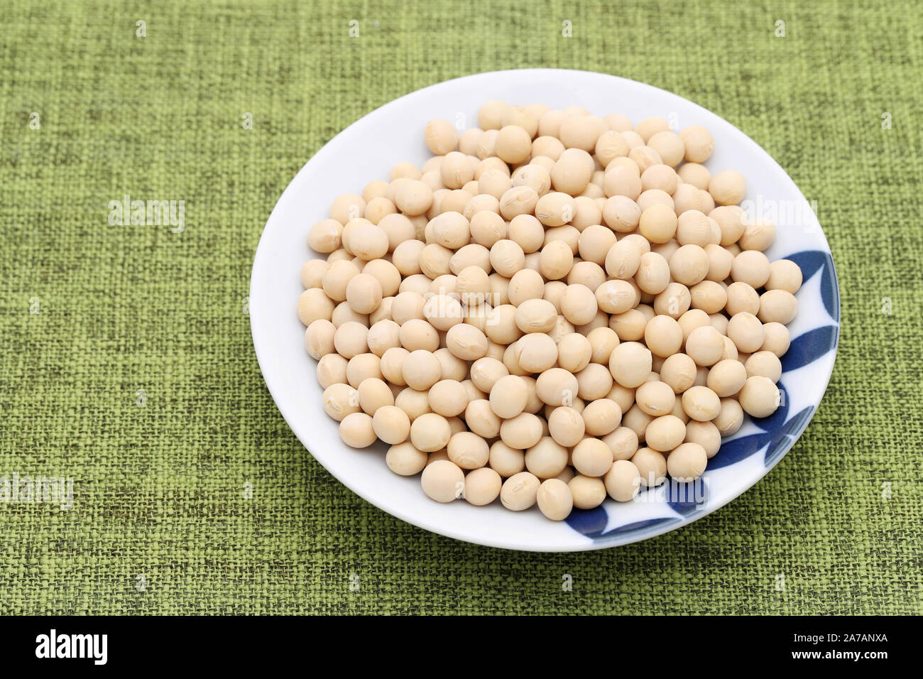 Japanese soybeans daizu in a dish, close up Stock Photo