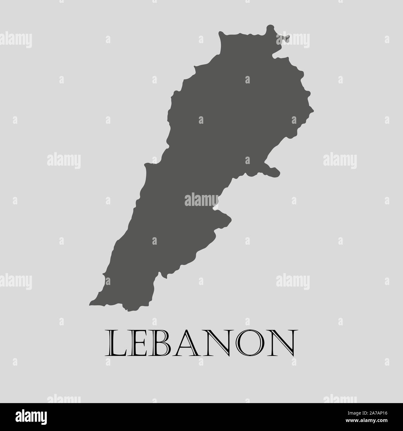 Simple gray Lebanon map on light grey background. Gray Lebanon map