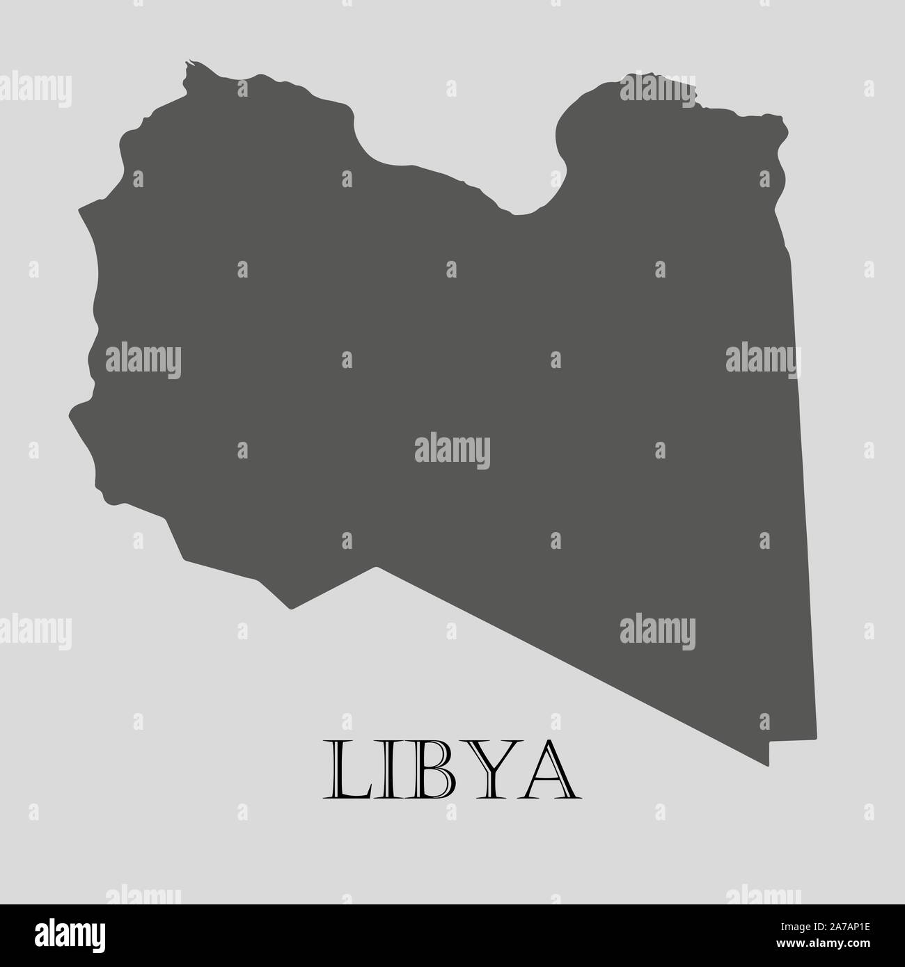 Simple gray Libya map on light grey background. Gray Libya map - vector illustration. Stock Vector