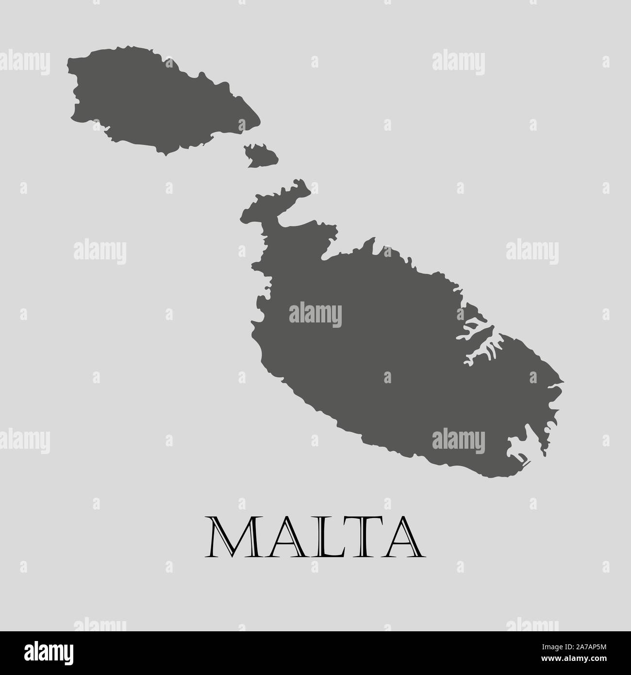 Gray Malta map on light grey background. Gray Malta map - vector illustration. Stock Vector