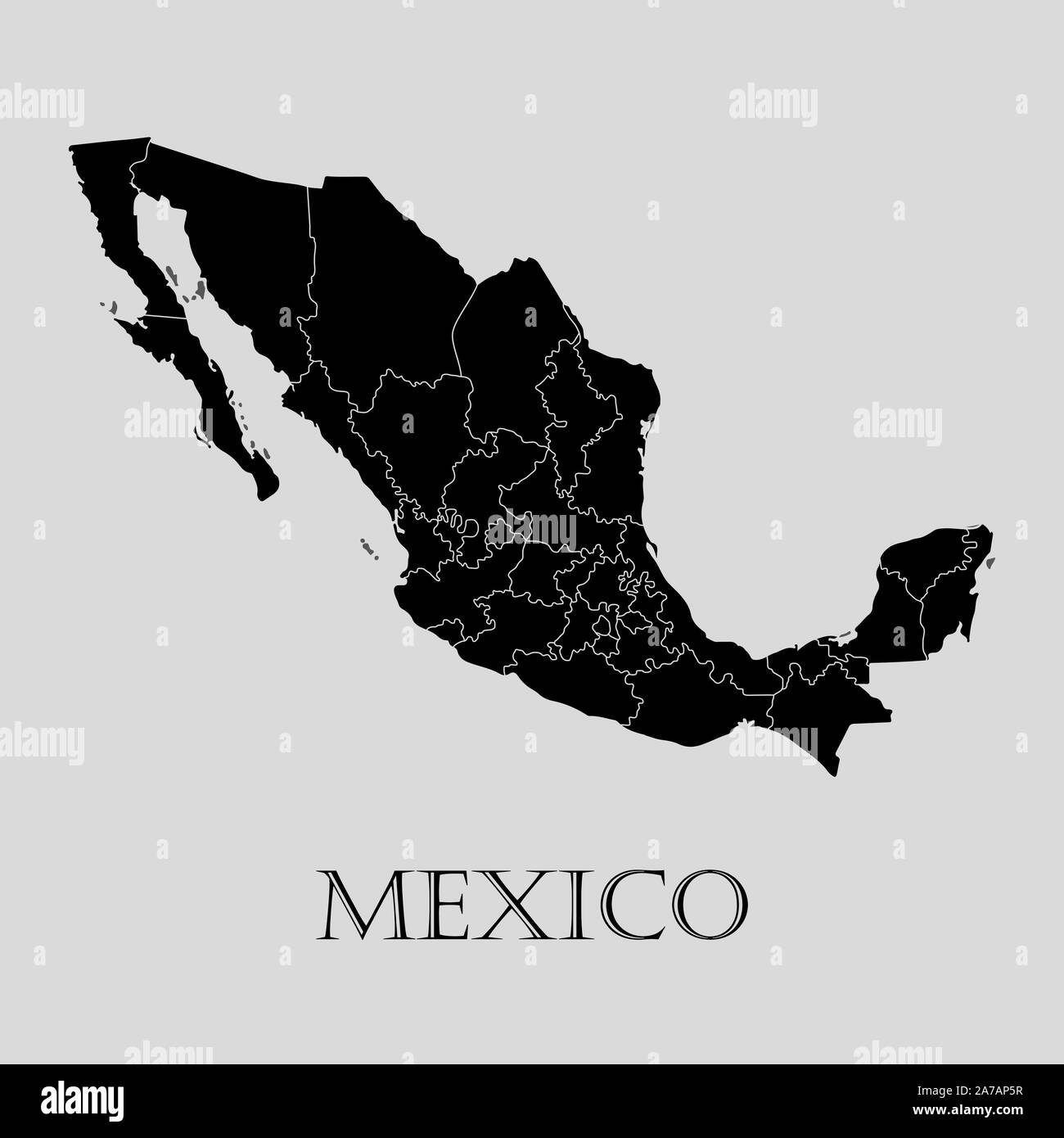 Mexico map Black and White Stock Photos & Images - Alamy