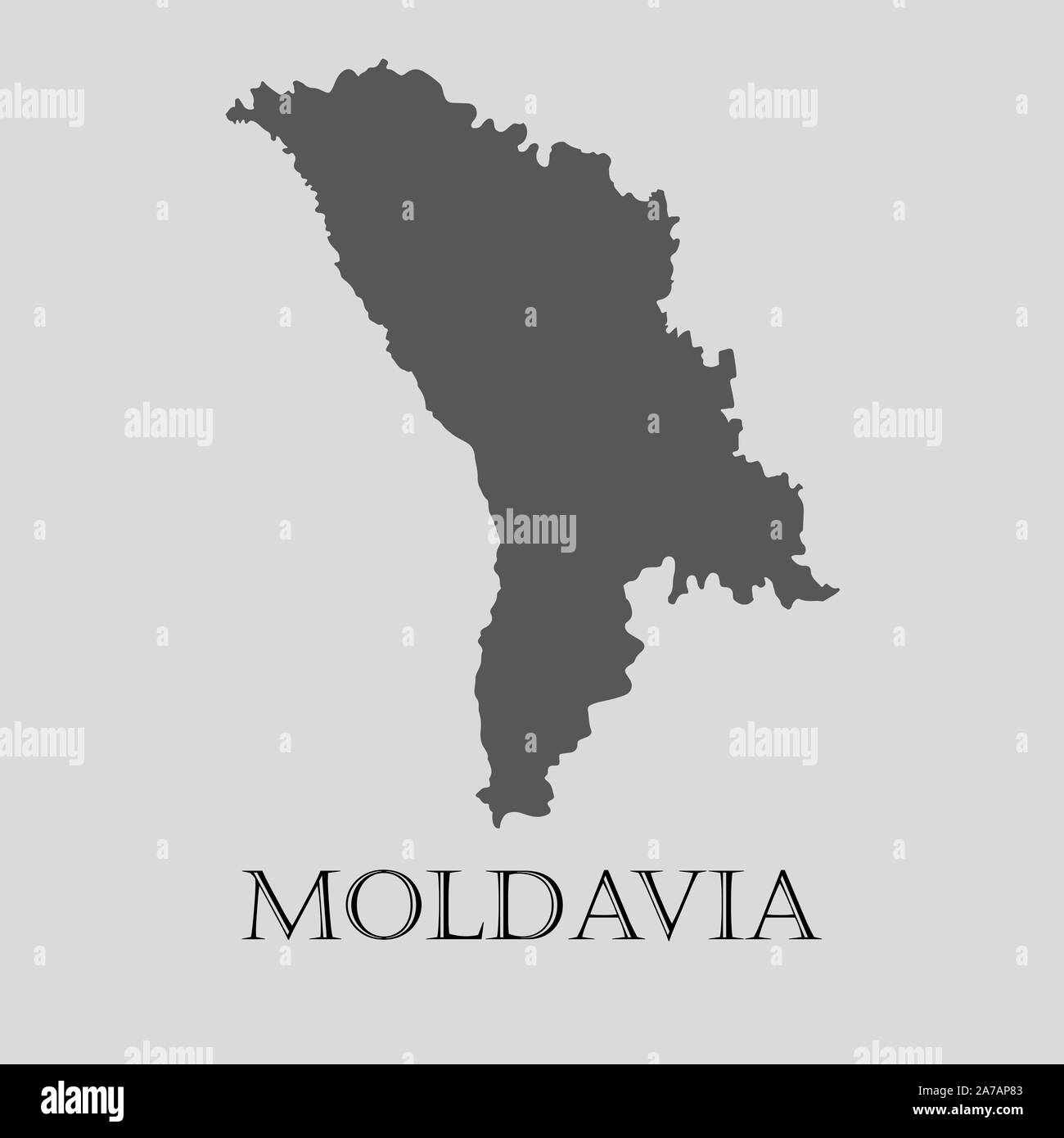 Gray Moldavia map on light grey background. Gray Moldavia map - vector illustration. Stock Vector