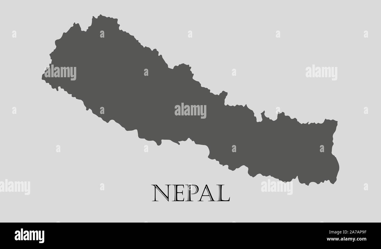 Gray Nepal map on light grey background. Gray Nepal map - vector illustration. Stock Vector