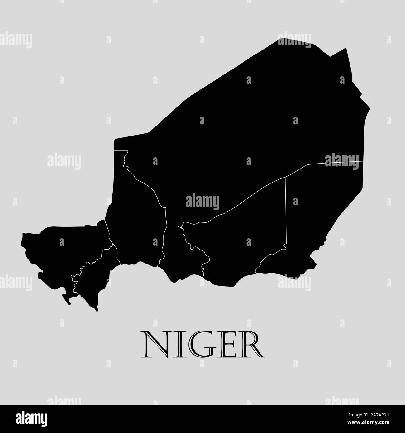 Black Niger Map On Light Grey Background Black Niger Map Vector Illustration Stock Vector 