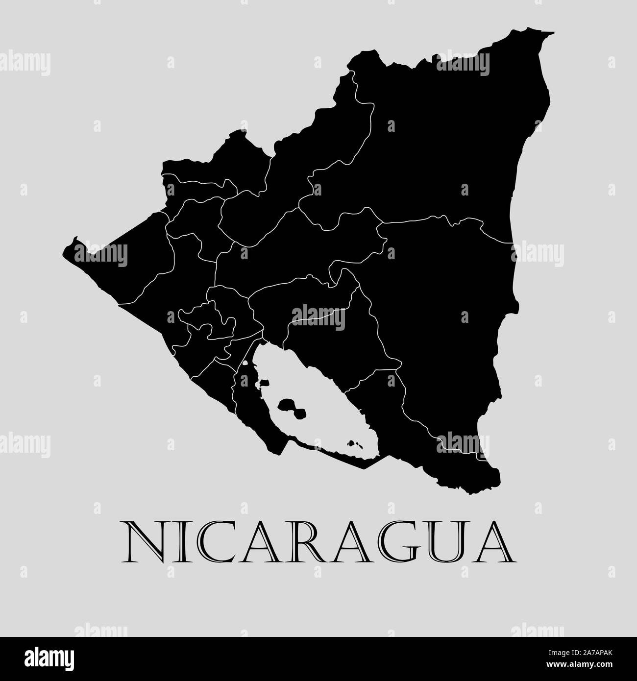 Black Nicaragua Map On Light Grey Background Black Nicaragua Map Black Nicaragua Map On Light Grey Background Black Nicaragua Map Vector Illustration 2A7APAK 
