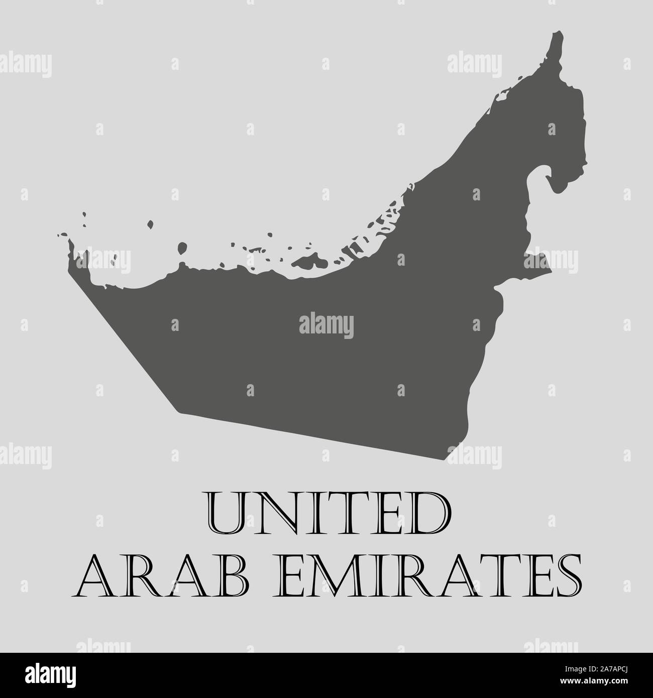 Gray United Arab Emirates map on light grey background. Gray United