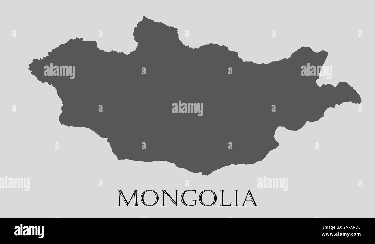 Gray Mongolia map on light grey background. Gray Mongolia map - vector illustration. Stock Vector