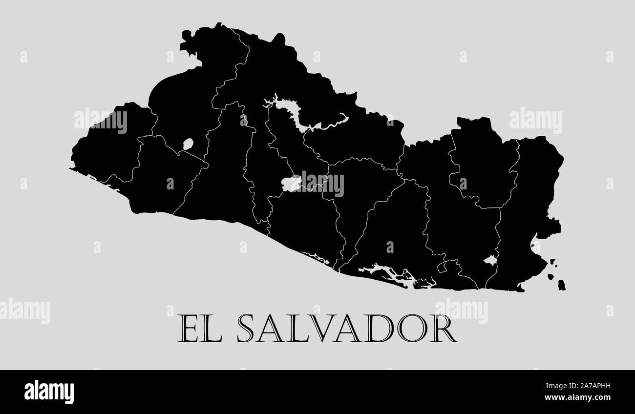 Black El Salvador map on light grey background. Black El Salvador map - vector illustration. Stock Vector