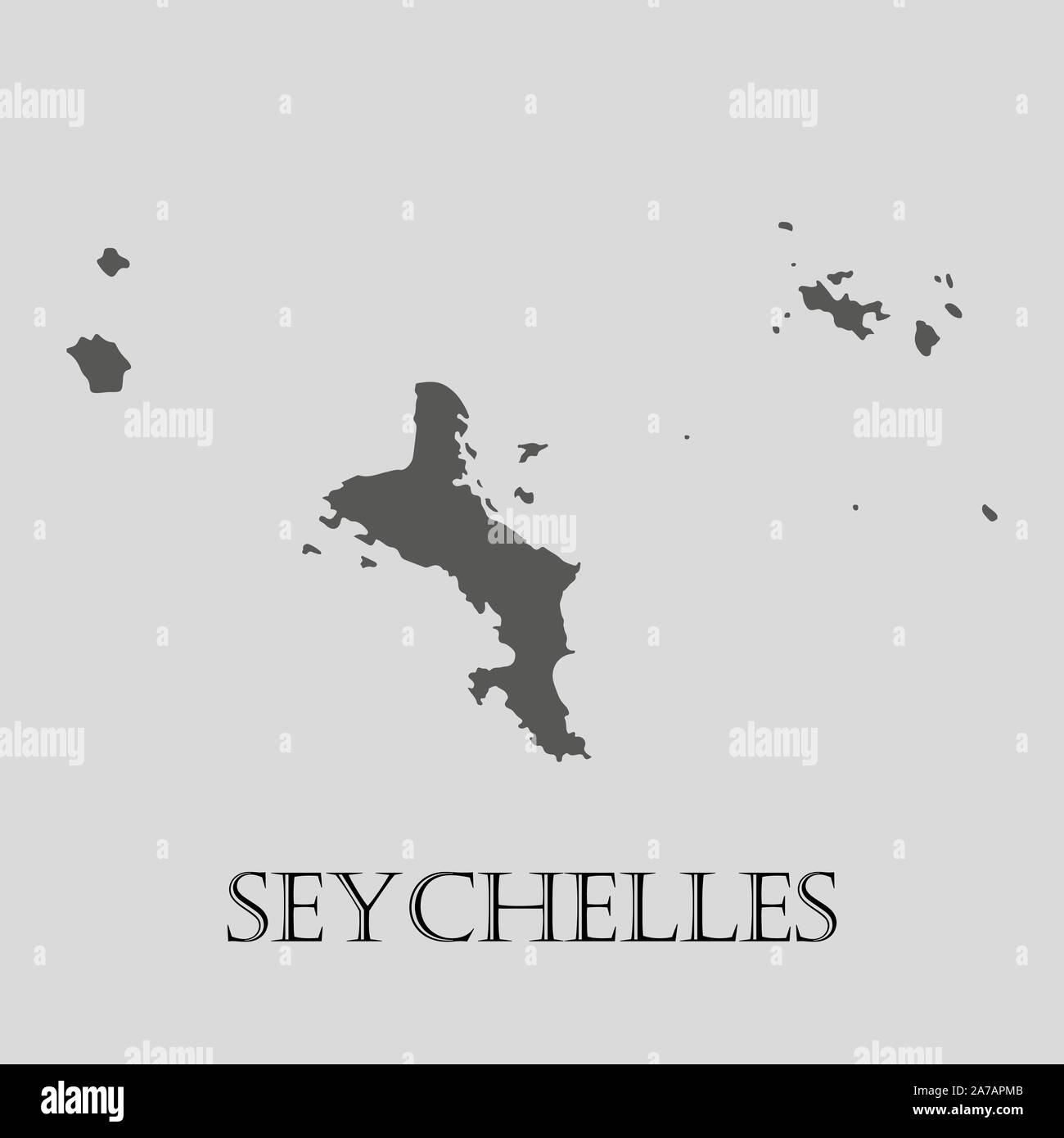 Gray Seychelles map on light grey background. Gray Seychelles map - vector illustration. Stock Vector