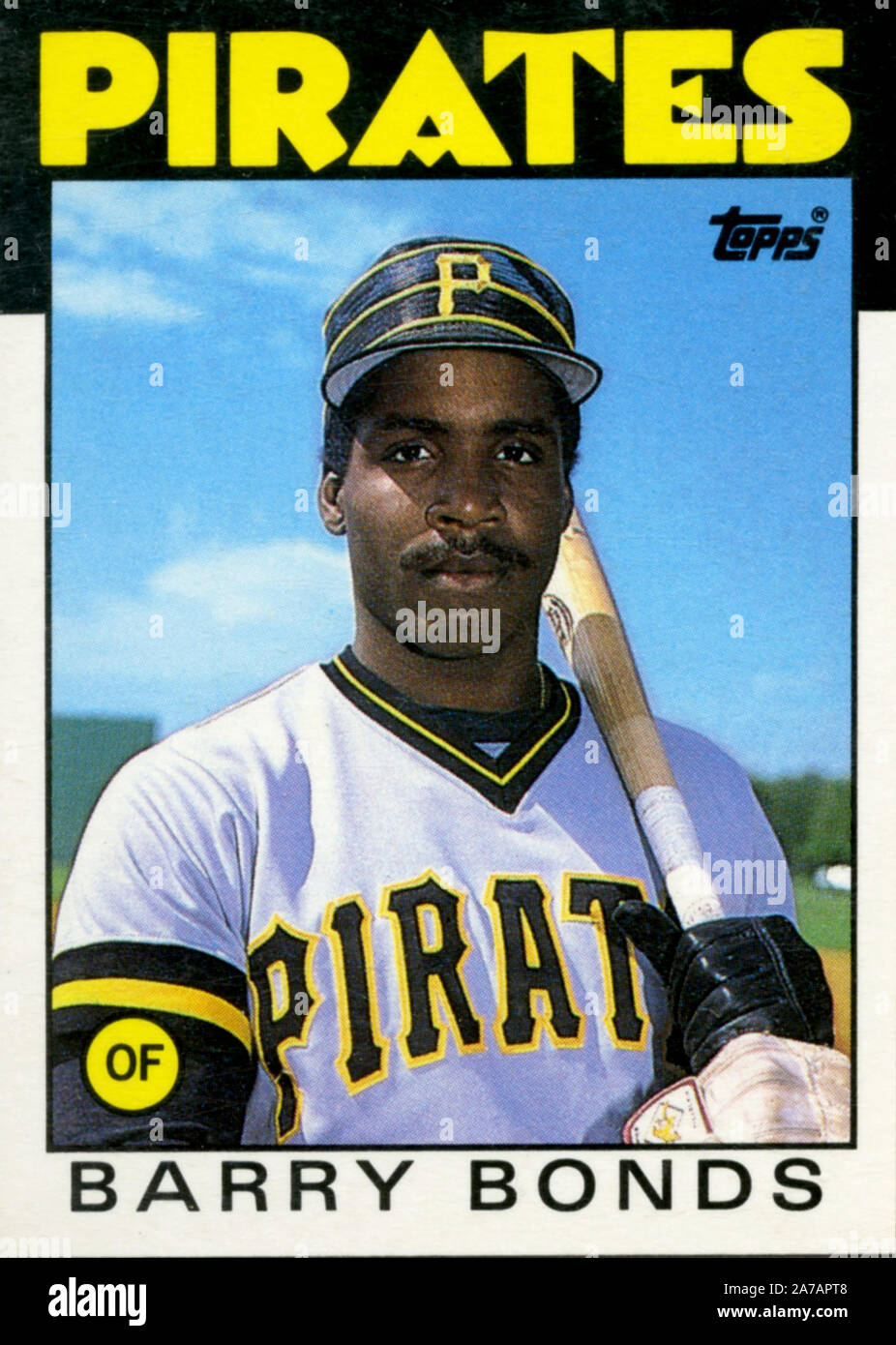 Barry Bonds 1986 Topps baseball rookie card with the Pittsburgh Pirates. Stock Photo