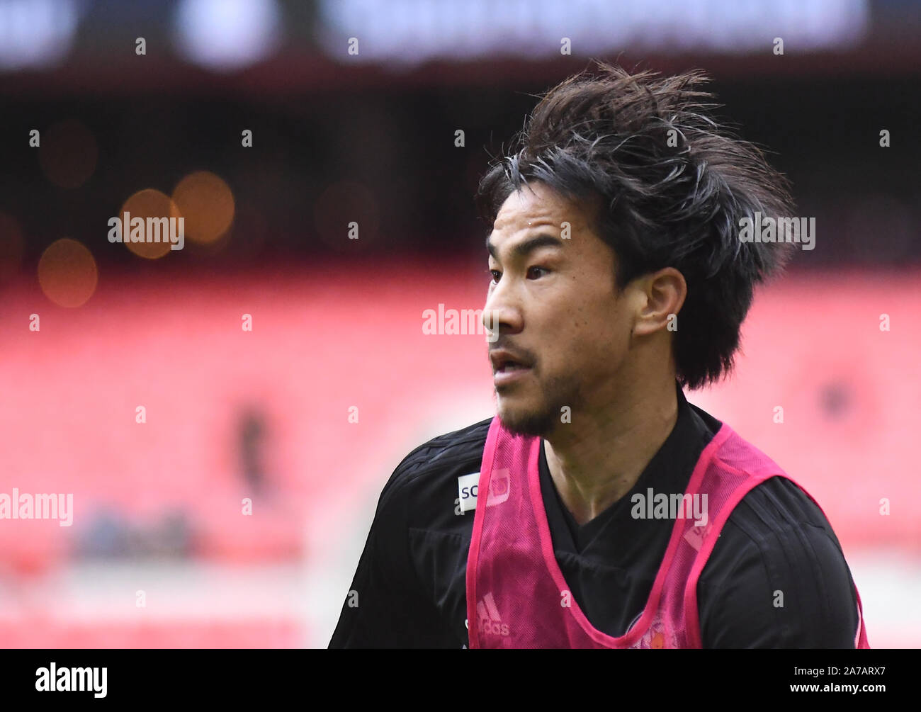 LONDON, ENGLAND - FEBRUARY 10, 2019: Shinji Okazaki of Leicester pictured ahead of the 2018/19 Premier League game between Tottenham Hotspur and Leicester City at Wembley Stadium. Stock Photo