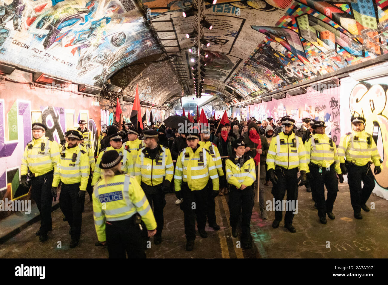 London, U.K. 31 October, 2019.The Anti-Fascist Assembly gathered in the city today to oppose organisations that have gathered due to the chaos centred around Brexit, and yet another extension. Andy Barton/Alamy Live News Stock Photo