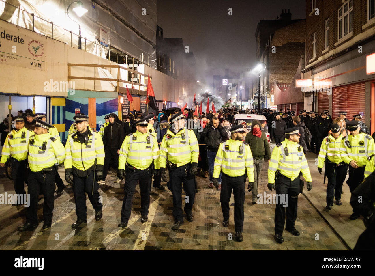 London, U.K. 31 October, 2019.The Anti-Fascist Assembly gathered in the city today to oppose organisations that have gathered due to the chaos centred around Brexit, and yet another extension. Andy Barton/Alamy Live News Stock Photo