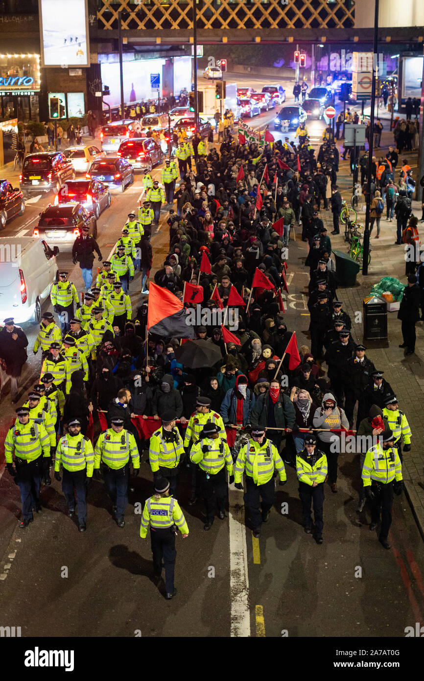 London, U.K. 31 October, 2019.The Anti-Fascist Assembly gathered in the city today to oppose organisations that have gathered due to the chaos centred around Brexit, and yet another extension. Andy Barton/Alamy Live News Stock Photo