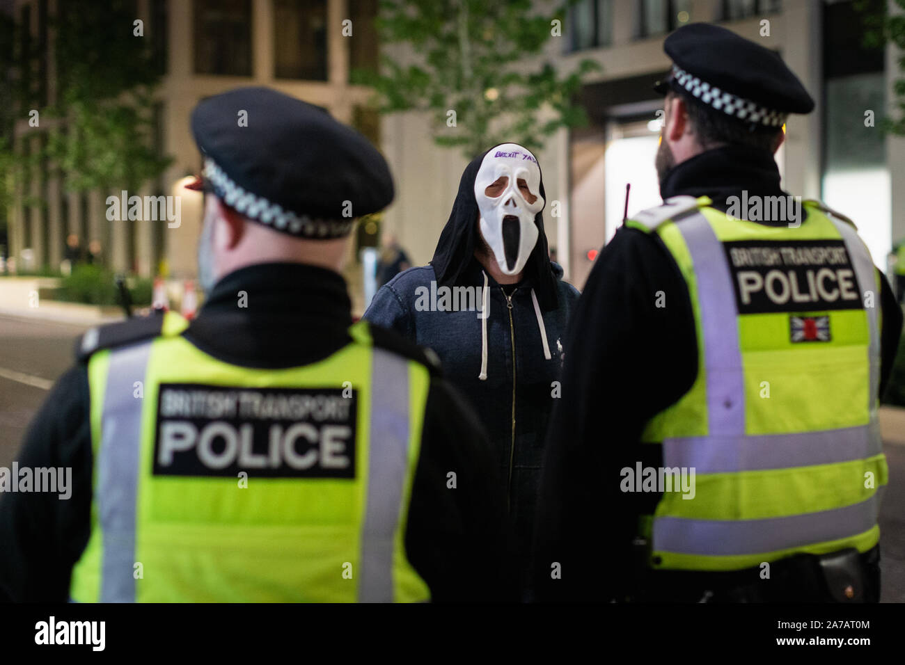 London, U.K. 31 October, 2019.The Anti-Fascist Assembly gathered in the city today to oppose organisations that have gathered due to the chaos centred around Brexit, and yet another extension. Andy Barton/Alamy Live News Stock Photo