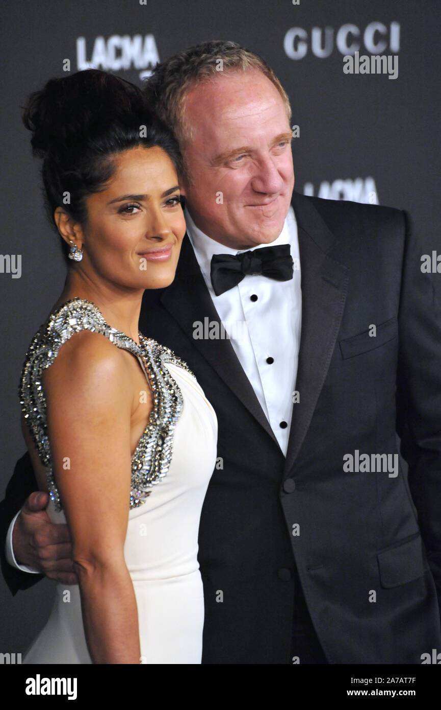 LOS ANGELES, CA - NOVEMBER 1, 2014: Salma Hayek & husband Francois
