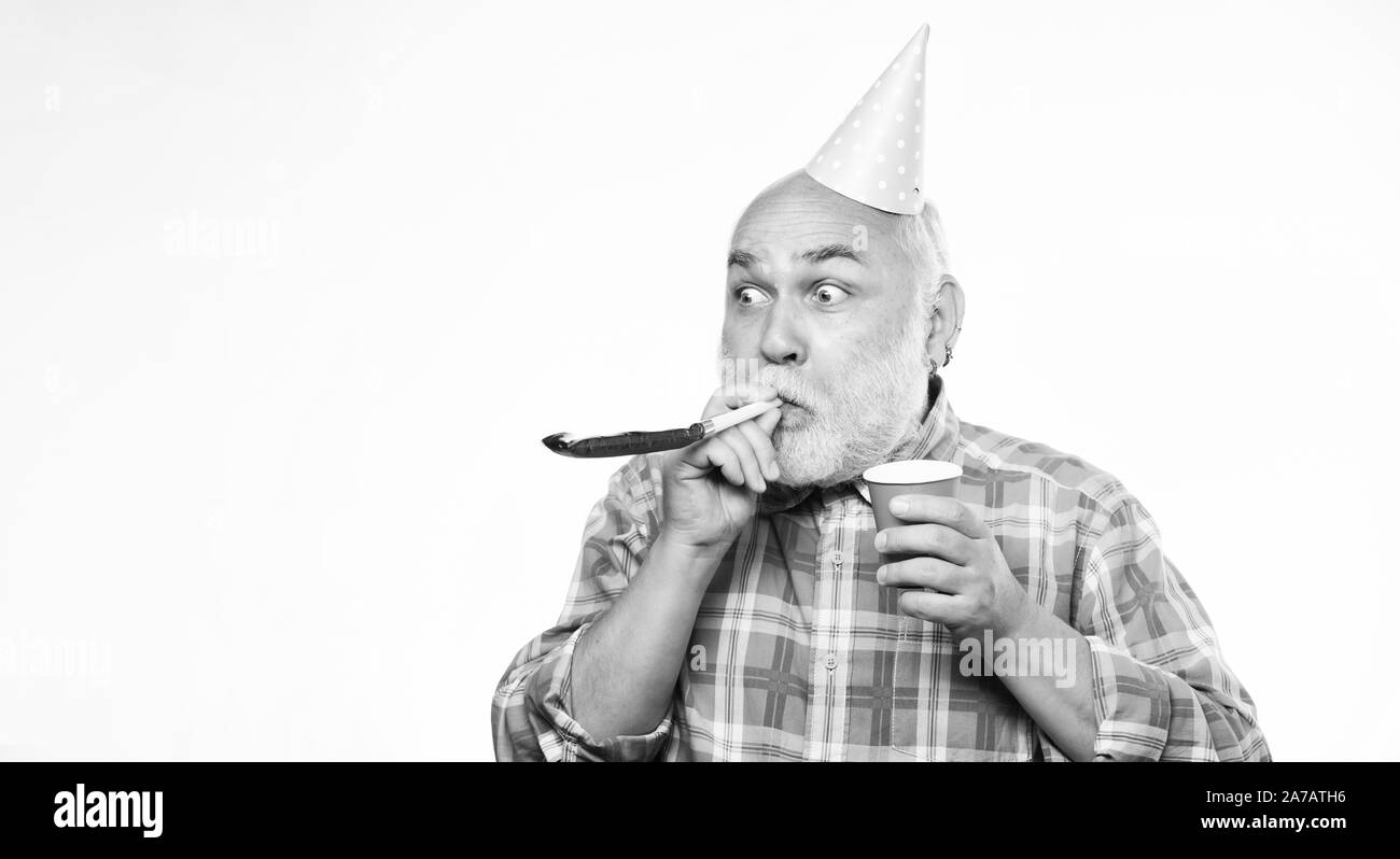 Getting older is still fun. Elderly people. Birthday concept. Ideas for