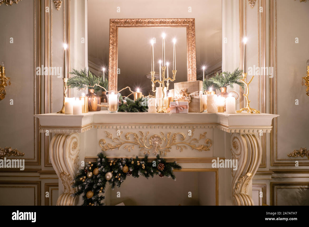 Christmas Evening In The Light Of Candles And Garlands Classic