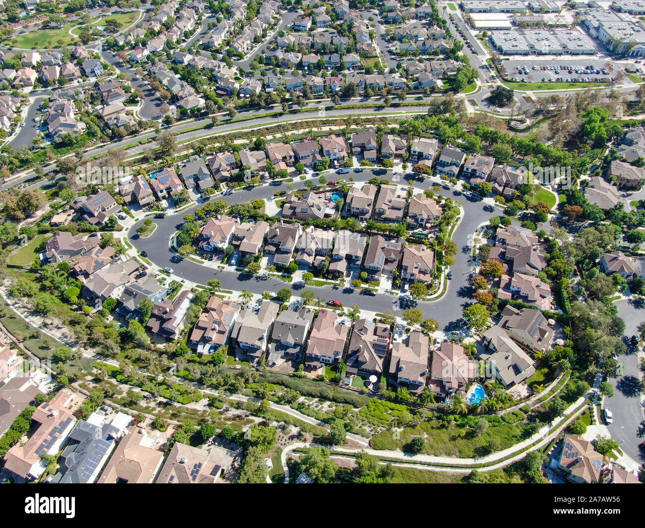Aerial view of masterplanned community and censusdesignated Ladera