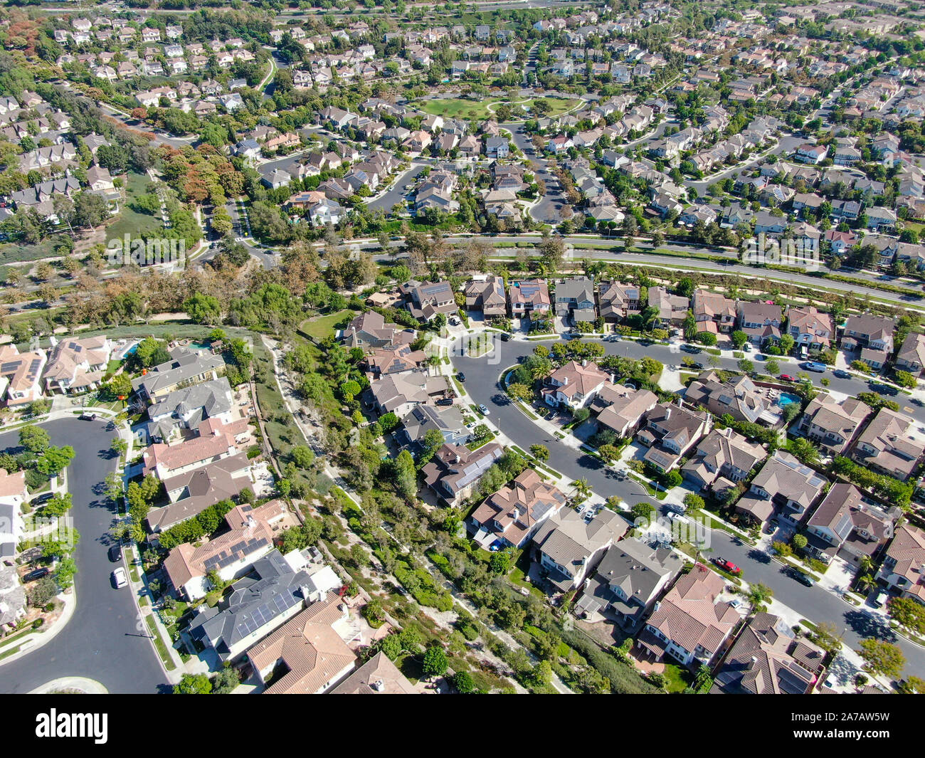 Aerial view of masterplanned community and censusdesignated Ladera