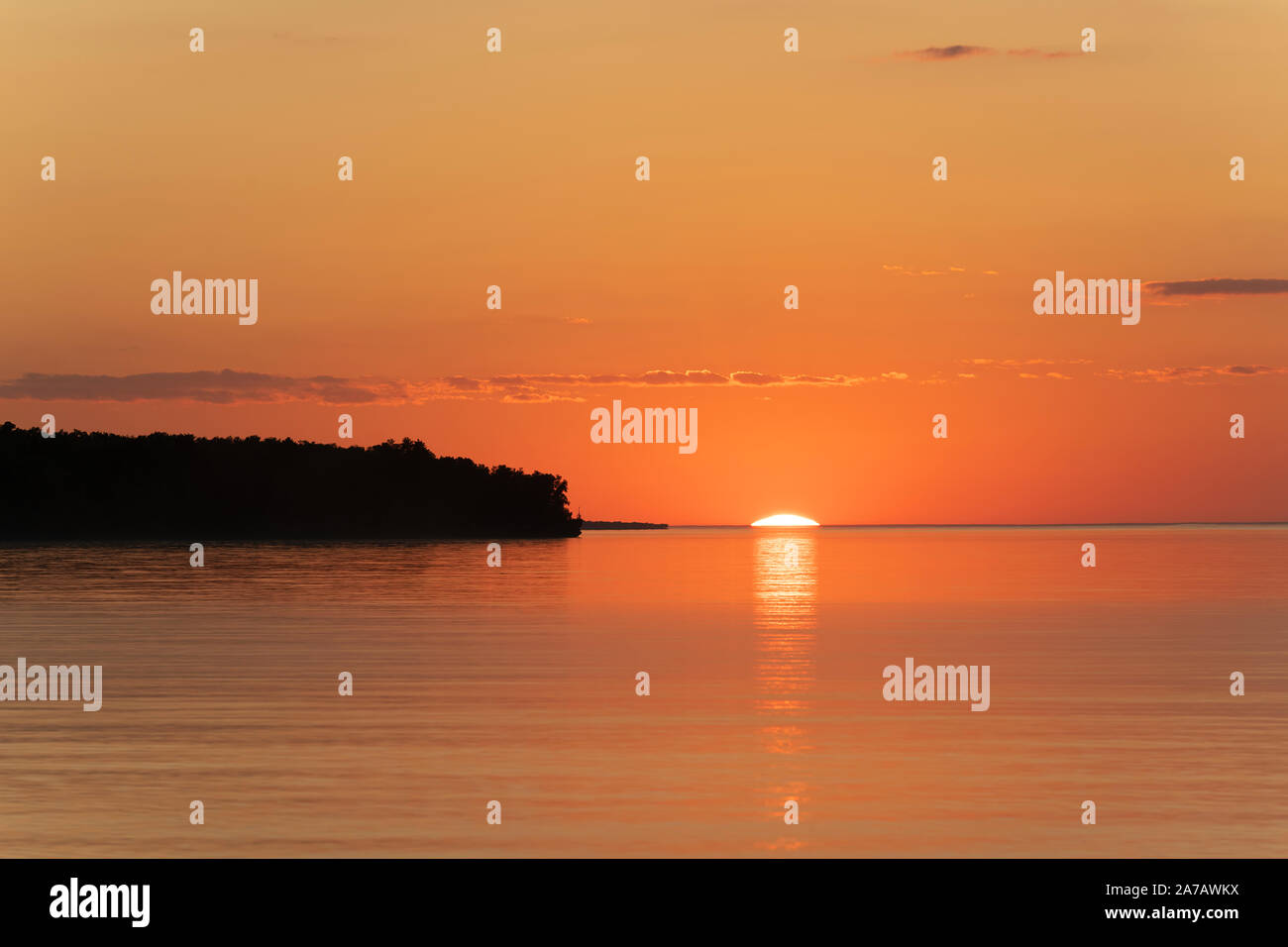Sunset, Lake Superior, Quarry Point, Port Wing, Autumn, Wisconsin, USA