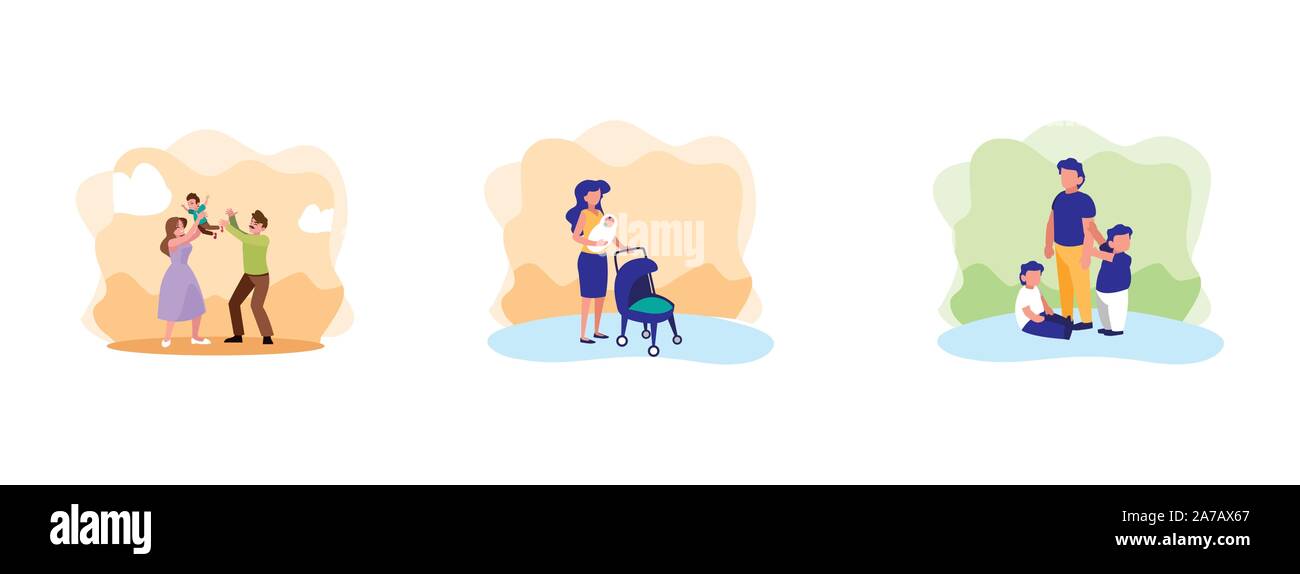 Father and mother with son design, Family relationship avatar lifestyle ...