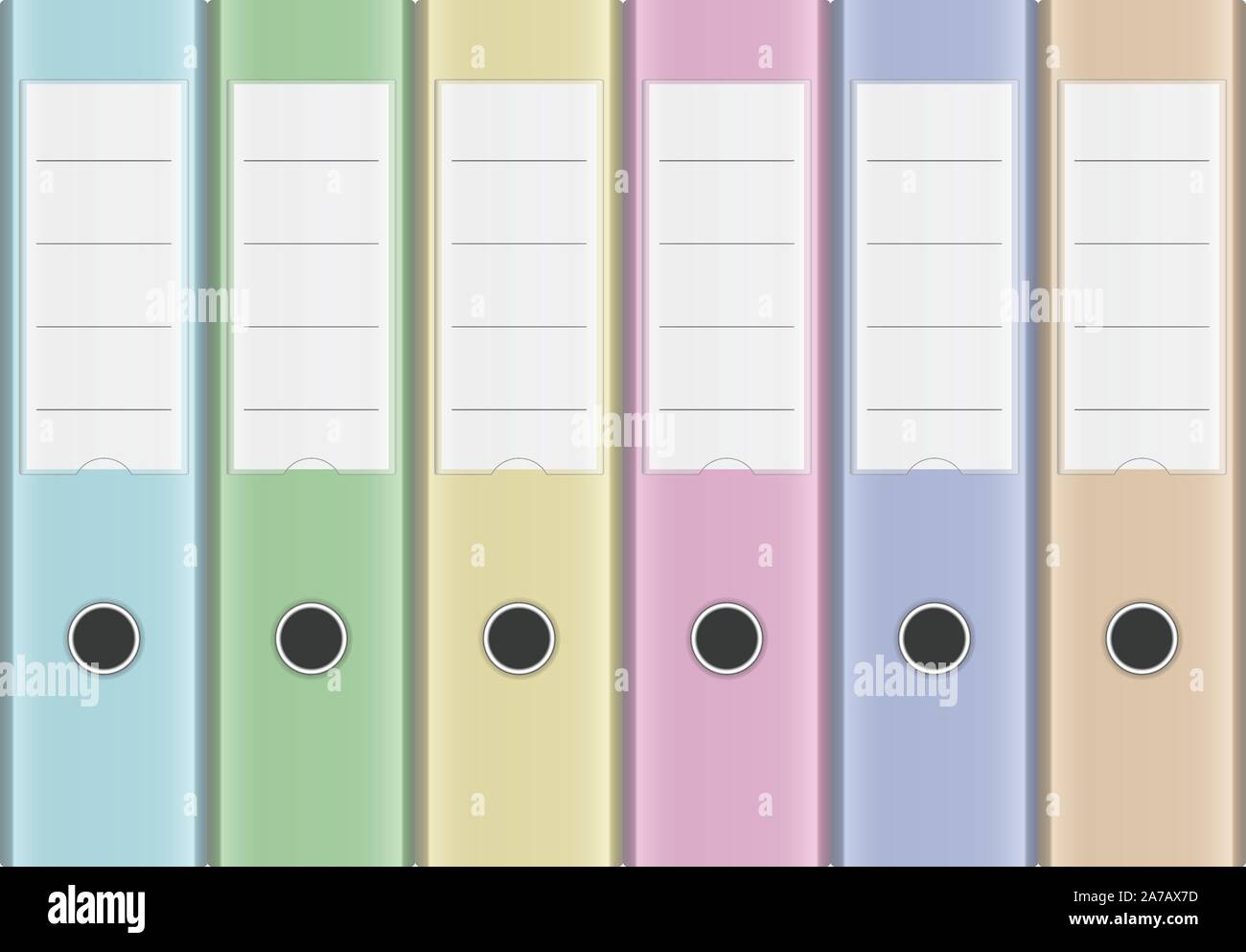 Office Stationery Lever Arch Ringbinder Folders in Spring Colors - grouped easy to edit Stock Vector
