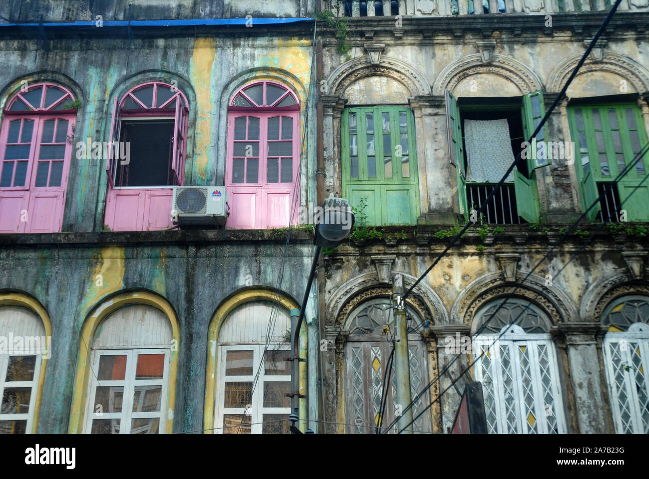Exterior of apartments, Yangon, Myanmar, Asia Stock Photo Alamy