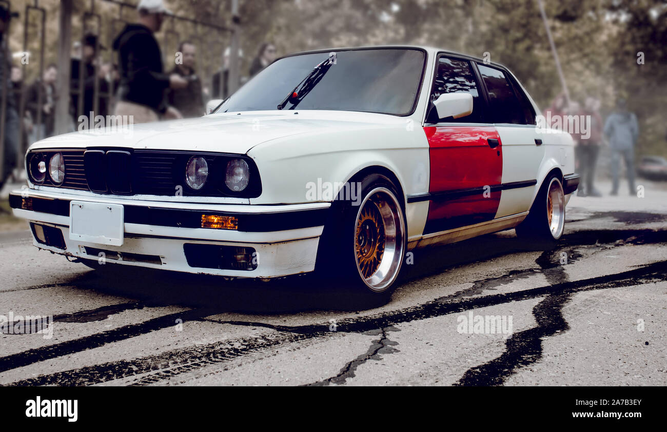 Clean Stance Rocars Moldova 25.09.2019. Sport modern Stance Car racing car drifting with ...