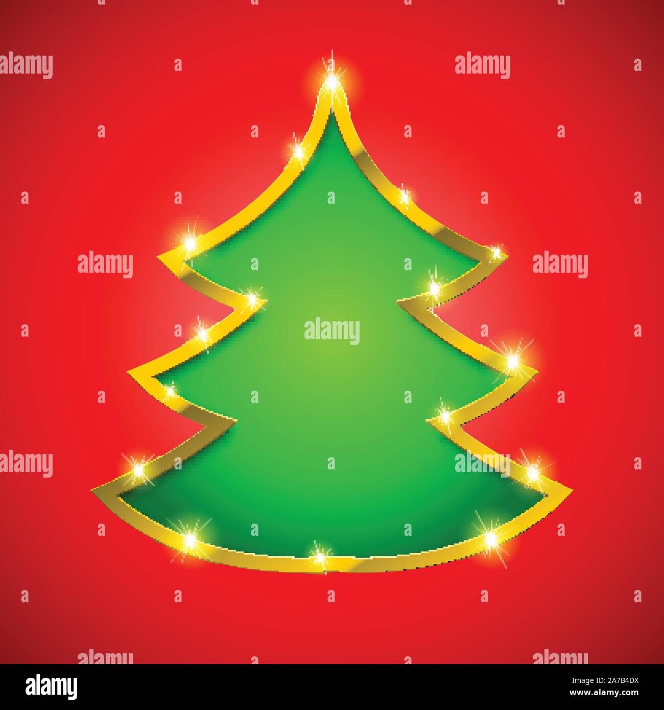 Christmas tree card with golden border Stock Vector Image & Art - Alamy