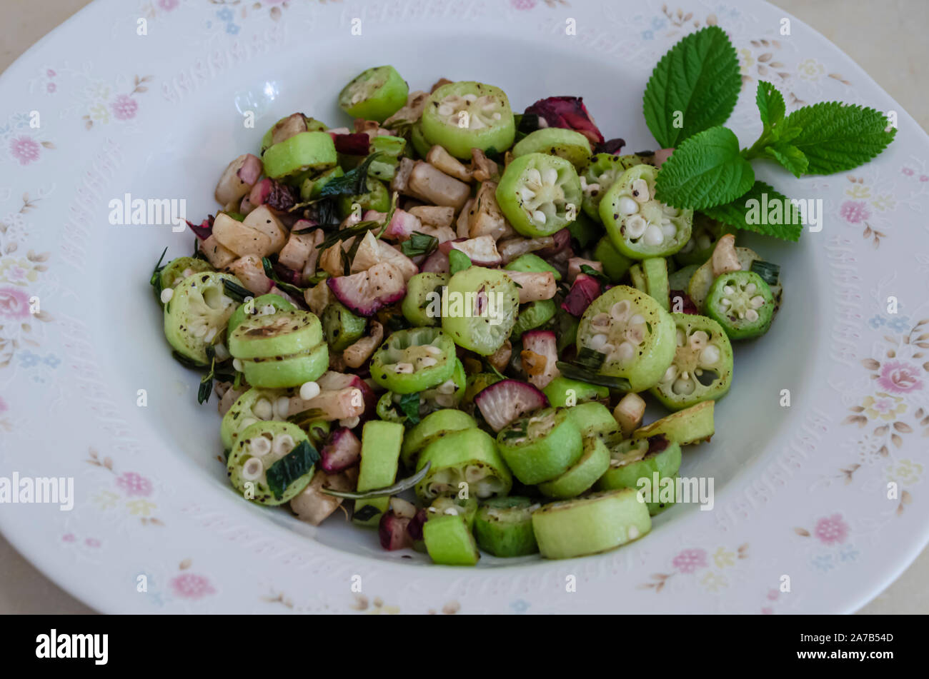Stir Fry Okra Stock Photo Alamy