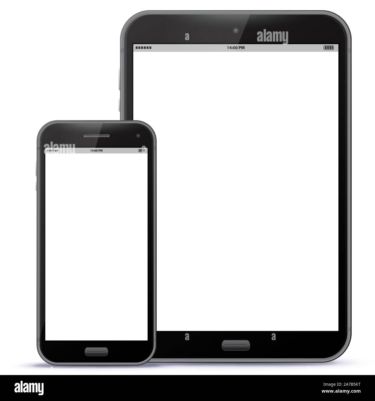 Black Mobile Phone and Tablet Computer Vector Illustration Stock Vector
