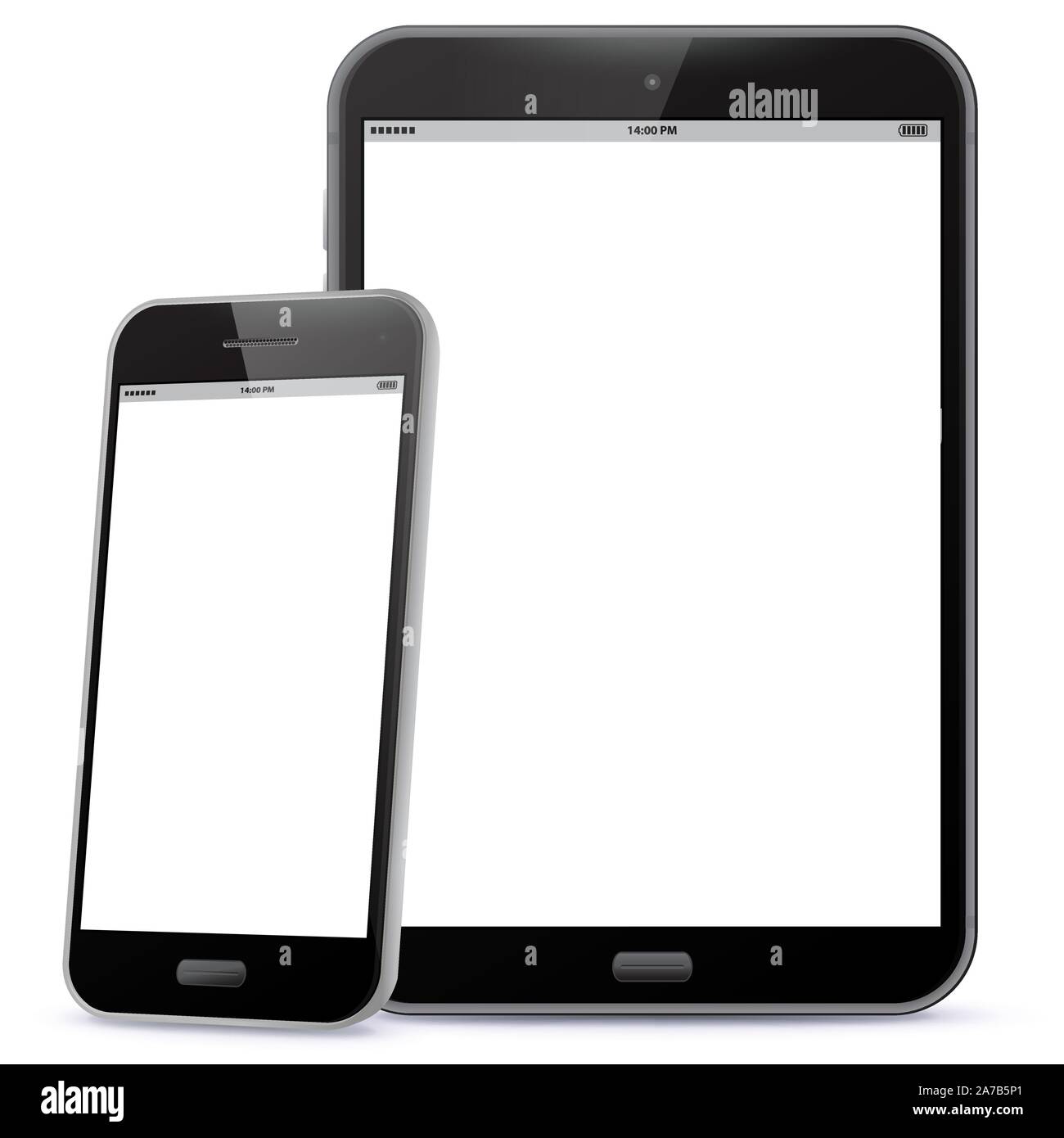 Black Mobile Phone and Tablet Computer Vector Illustration Stock Vector