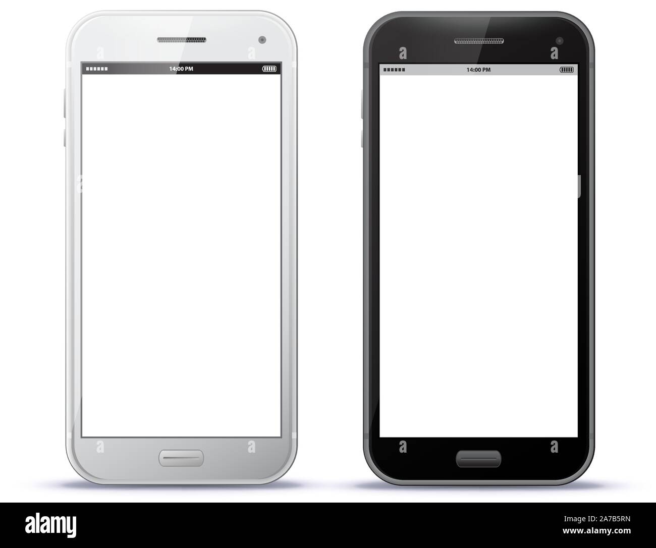 White and Black Smart Phone Vector Illustration With Blank Screen Stock ...