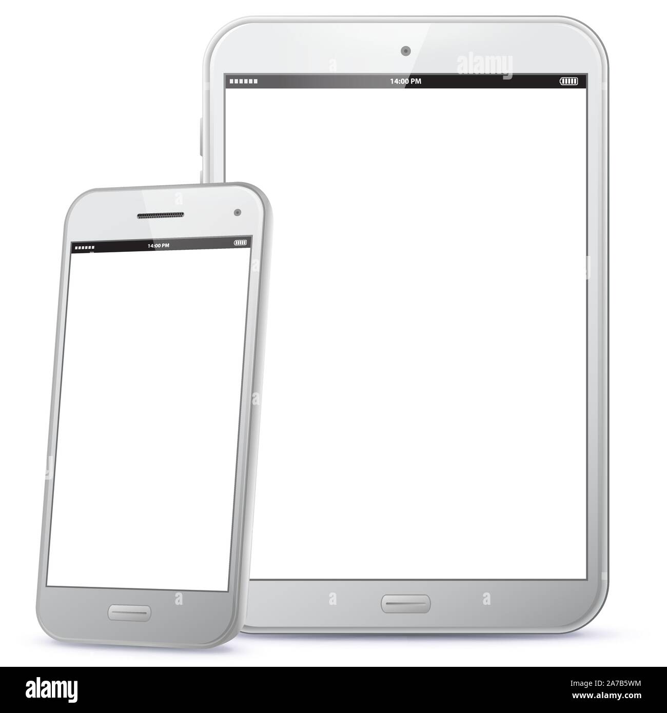 White Mobile Phone and Tablet Computer Vector Illustration Stock Vector