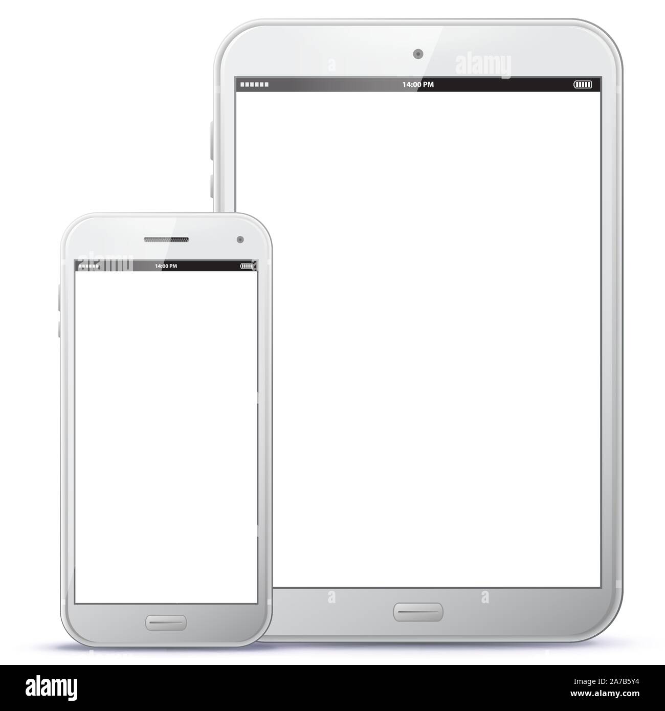 White Mobile Phone and Tablet Computer Vector Illustration Stock Vector