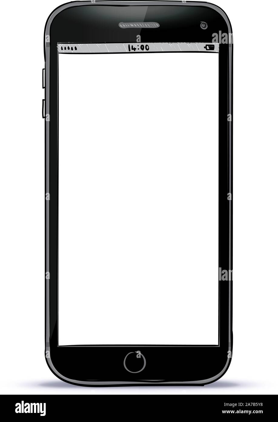 Black Smart Phone Hand Drawn Vector Illustration Stock Vector Image ...