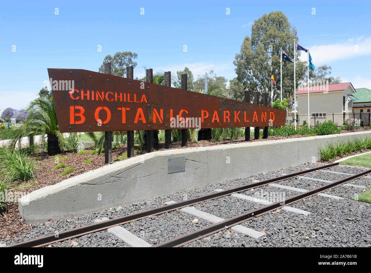 Name sign of Chinchilla Botanic Parkland, Queensland, QLD, Australia
