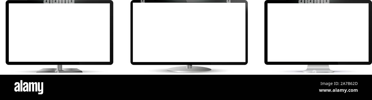White Screen PC Monitors Vector Illustration Stock Vector