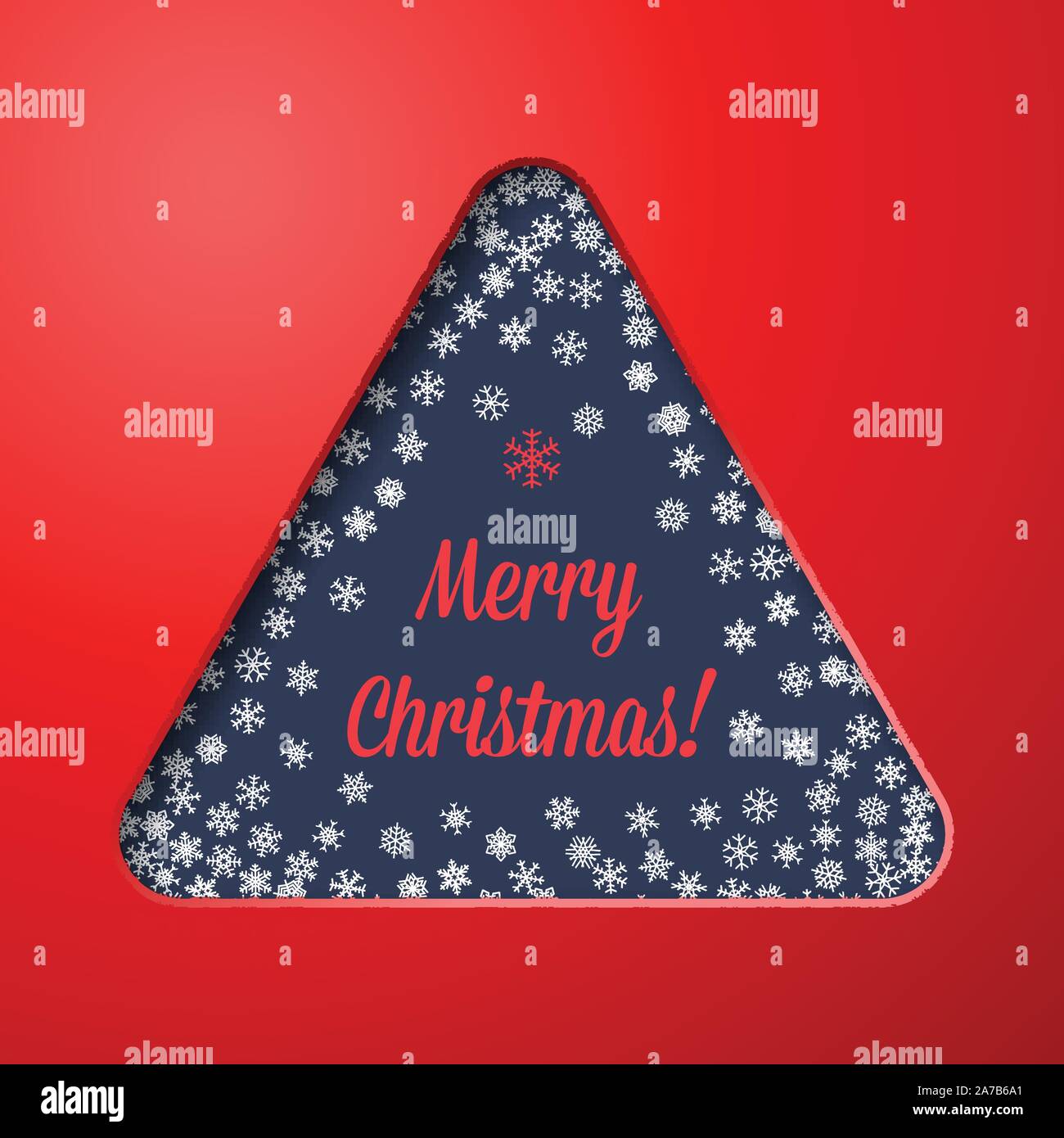 Scattered snowflakes under the retro frame Stock Vector