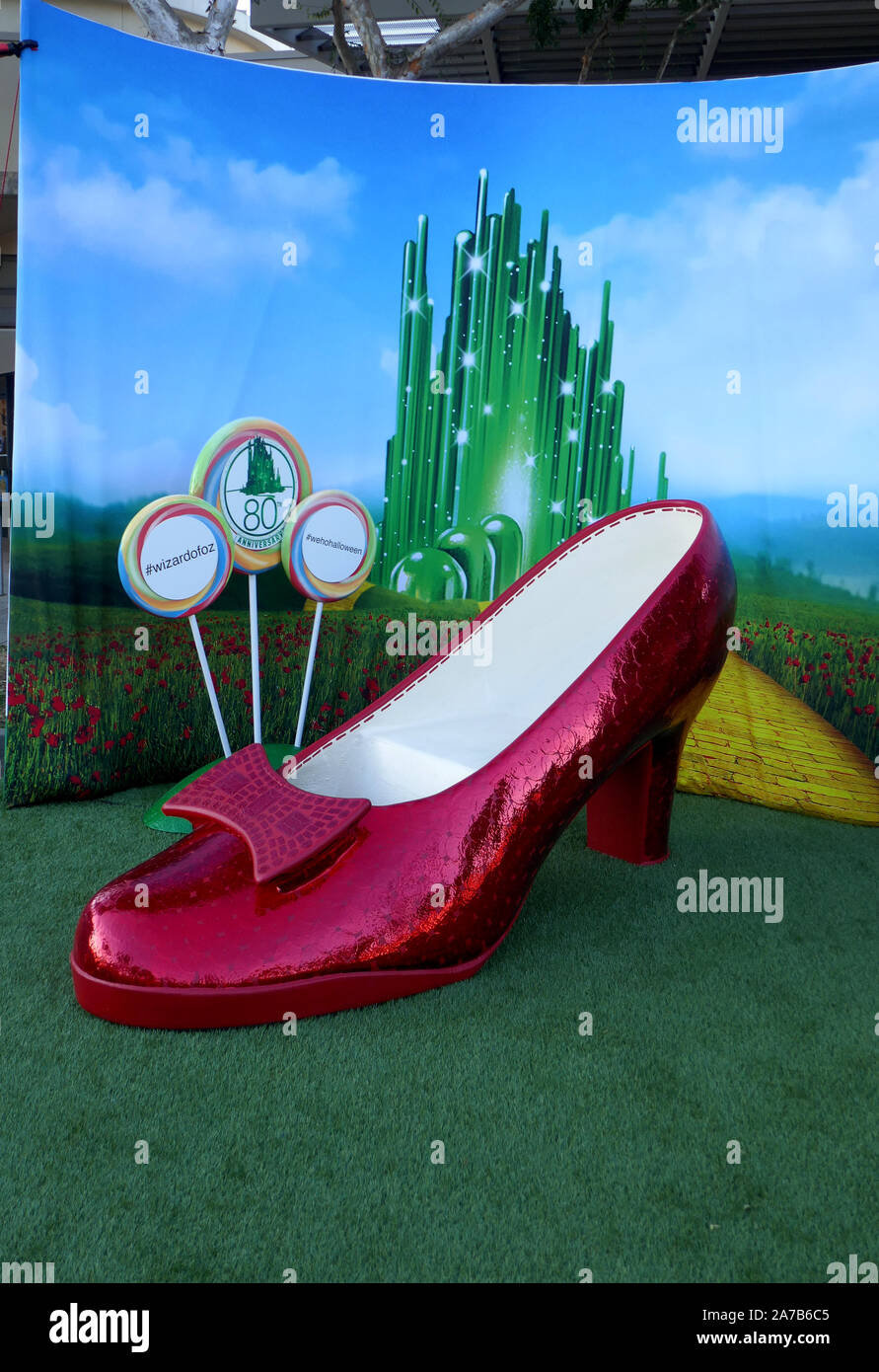 West Hollywood, California, USA 31st October 2019 A general view of atmosphere of Wizard of Oz Ruby Red Slipper display at West Hollywood Halloween Carnaval 2019 on October 31, 2019 in West Hollywood, California, USA. Photo by Barry King/Alamy Live News Stock Photo