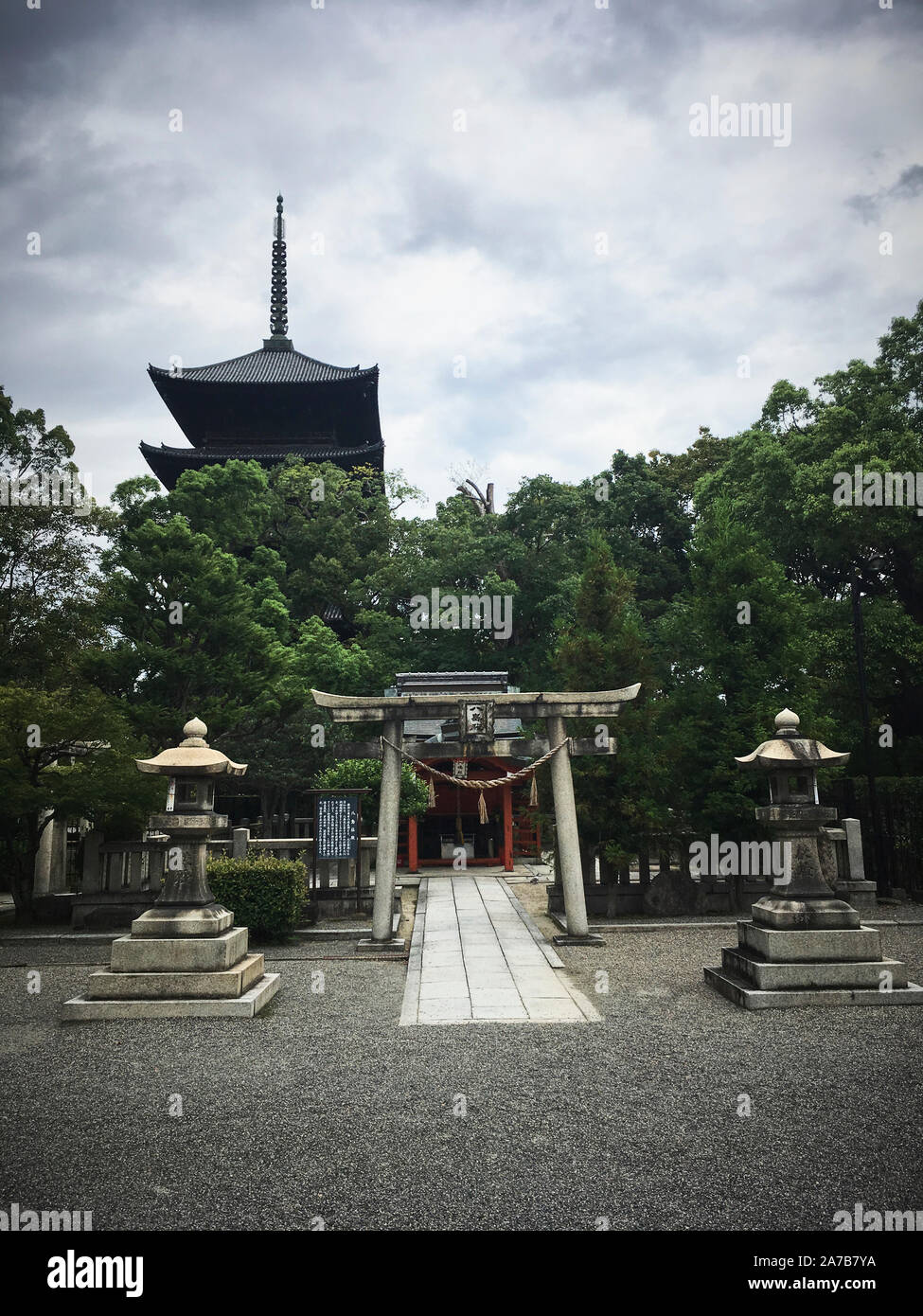 Toji Temple, Minami-Ku, Kyoto-shi - Nishikujonandencho. Shingon Buddhist temple founded in 796.  Toji has the tallest pagoda at 57 meters tall. Stock Photo