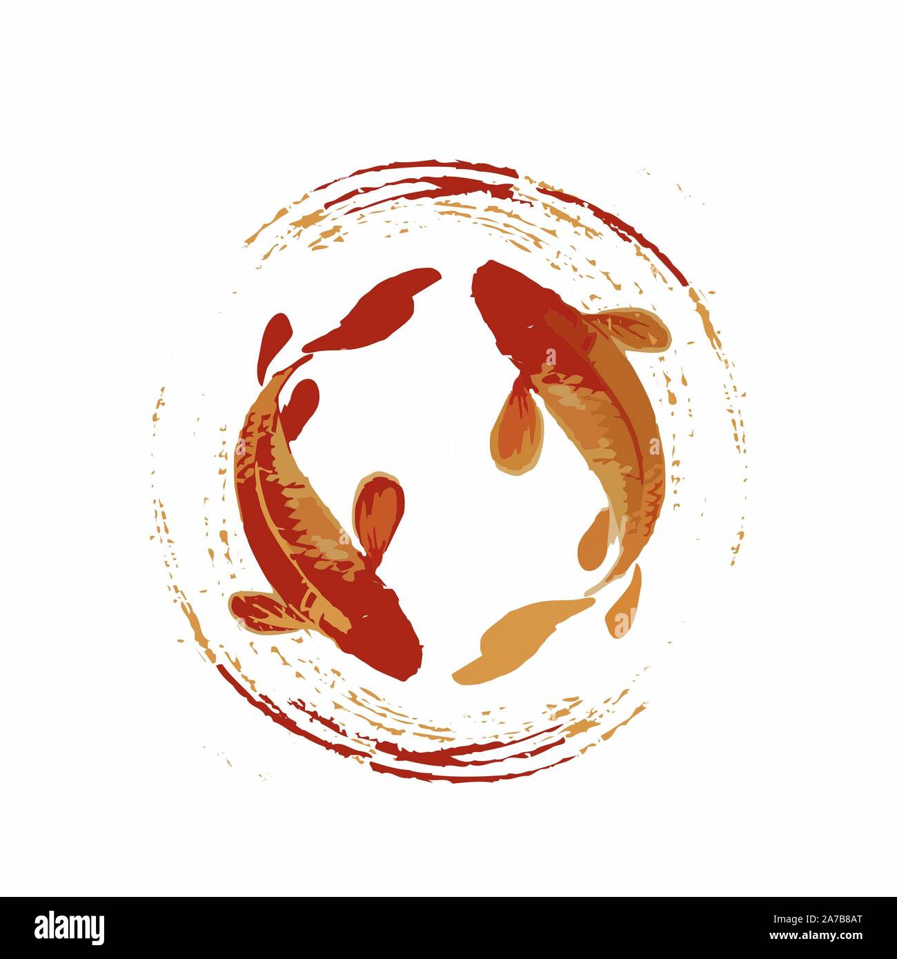 couple of koi fish in japan or china art style for luck, prosperity, and good fortune Stock Photo