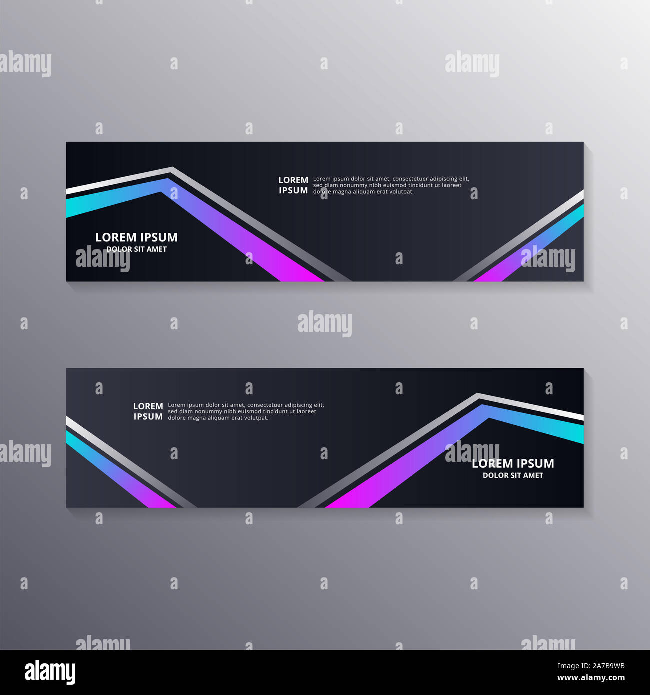 technology banner template, Abstract Dark Neon Background suitable for web header, footer, advertising vector design Stock Photo